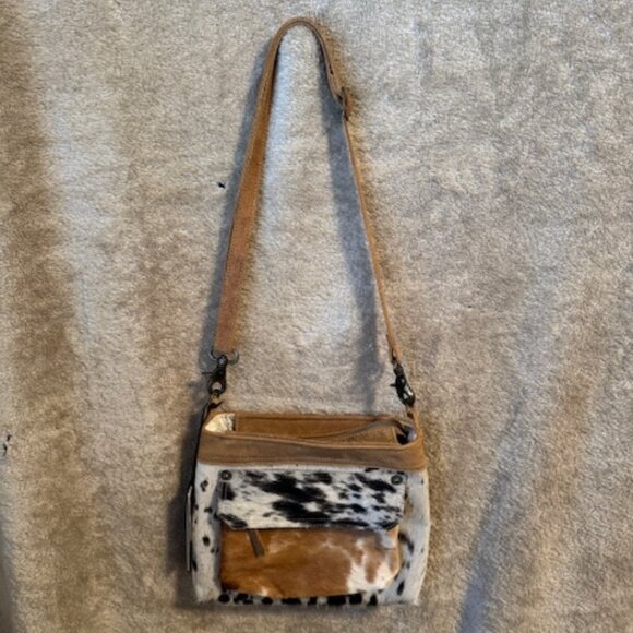 Myra Bag Vintage Bygone Leather & Cowhide Crossboy Bag S-1212 - New With Tags - Picture 1 of 16